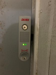 Detex emergency door lock installed in a restaurant in Beachwood, OH